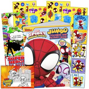 spidey and his amazing friends activity set bundle - spiderman coloring book, spiderman stickers, 2-sided superhero door hanger and more, red