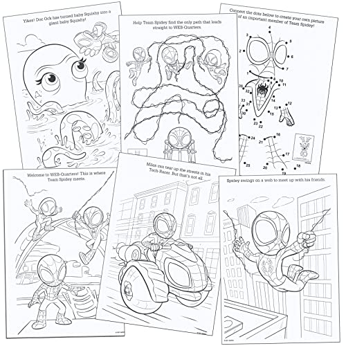 Spidey and His Amazing Friends Activity Set Bundle - Spiderman Coloring Book, Spiderman Stickers, 2-Sided Superhero Door Hanger and More, Red