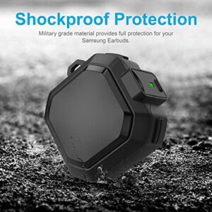 Valkit Compatible Galaxy Buds 2 Pro/Galaxy Buds 2/Galaxy Buds Pro/Buds Live Case with Lock, Full Body Protective Case for Men Women Shockproof Skin Cover for Samsung Earbuds with Keychain, Black