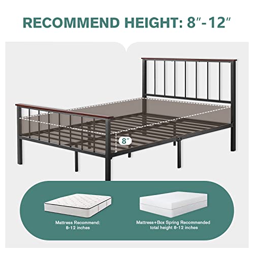 IMUsee Queen Size Metal Platform Bed Frame with Headboard, Heavy Duty, Mattress Foundation, Multi-Directional Support, No Box Spring Needed, Easy Assembly, Noise Free, Black