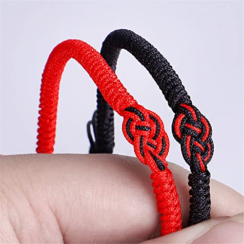 kelistom Handmade Buddhist String Bracelets for Women Men Boys Girls, Tibetan Adjustable Woven Rope Bracelet for Protection and Luck, Red and Black, 2or 6 pcs/set