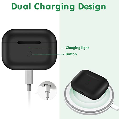 Compatible with AirPods Pro Wireless Charging Case, Charger Case Replacement for Air Pods Pro with 660mAh Battery and Bluetooth Pairing Button, NO Earbuds, Black