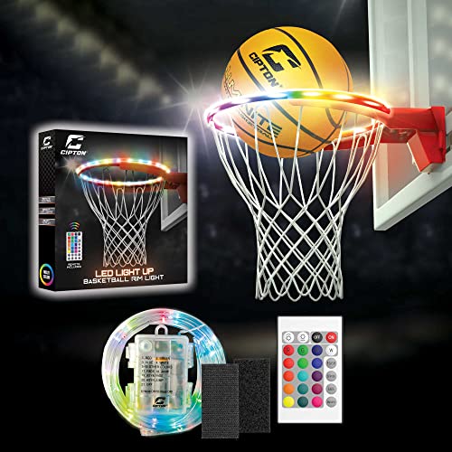 Cipton Basketball LED Rim Lights, Perfect for Basketball Hoop Outdoor and Indoor, Outdoor Games, Basketball Accessories, Remote Included