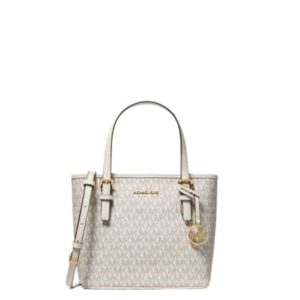 Michael Kors XS Carry All Jet Set Travel Womens Tote (Light Cream Multi)