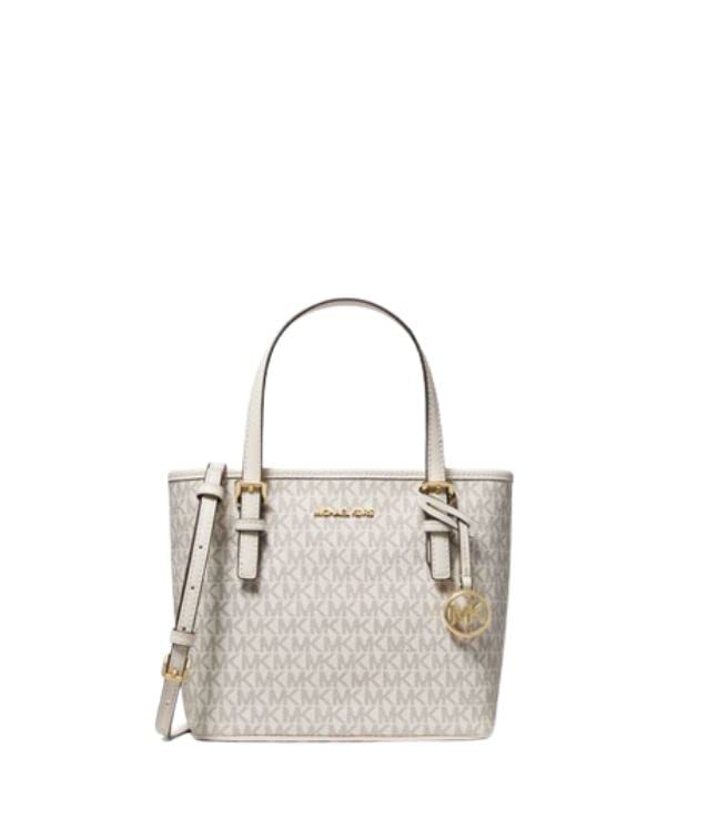 Michael Kors XS Carry All Jet Set Travel Womens Tote (Light Cream Multi)