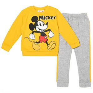 disney mickey mouse infant baby boys fleece pullover sweatshirt and pants set grey/yellow 12 months