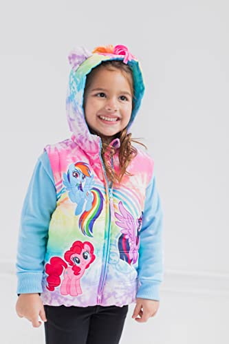 My Little Pony Twilight Sparkle Pinkie Pie Rainbow Dash Toddler Girls Zip Up Vest 2fer Jacket Tie Dye Multicolor 3T