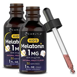 kids melatonin liquid | 1 fl oz | two pack | natural fruit flavor | drug free | by carlyle