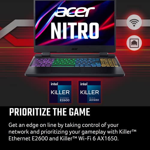 Acer Nitro 5 AN515-58-527S Gaming Laptop | Intel Core i5-12500H | NVIDIA GeForce RTX 3060 Laptop GPU | 15.6" FHD 144Hz IPS Display | 16GB DDR4 | 512GB PCIe Gen 4 SSD | Killer Wi-Fi 6 | RGB Keyboard