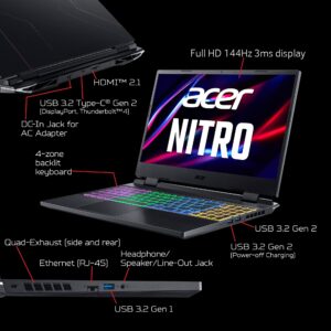 Acer Nitro 5 AN515-58-725A Gaming Laptop | Intel Core i7-12700H | NVIDIA GeForce RTX 3060 GPU | 15.6" FHD 144Hz 3ms IPS Display | 16GB DDR4 | 512GB Gen 4 SSD | Killer Wi-Fi 6 | RGB Keyboard