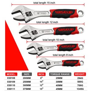 WISEUP Adjustable Wrench 8 Inch Professional Cr-V Forged With Anti-Slip Grip Wrenches Set Small Crescent Style Hand tools