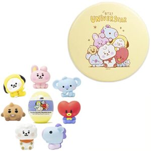 hamee line friends bt21 (baby) [surprise capsule series] cute water filled squishy toy [1 pc. (mystery - blind capsule)] + 1 x slow-rising glazed cake squishy toy [jumbo size]