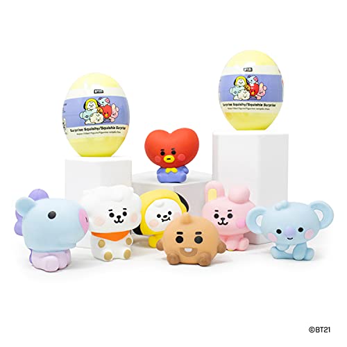 Hamee LINE Friends BT21 (Baby) [Surprise Capsule Series] Cute Water Filled Squishy Toy [1 Pc. (Mystery - Blind Capsule)] + 1 x Slow-Rising Glazed Cake Squishy Toy [Jumbo Size]