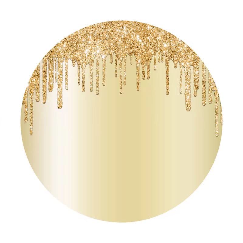 DASHAN 6.5x6.5ft Polyester Gold Theme Round Backdrop Glittering Sequins Starlight Photography Background for Adult Kids Baby Shower Girl Birthday Party Banner Decor Photo Portrait Studio Booth Props