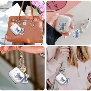 Cute Stitch Case for AirPods 1&2 Clear with Kawaii Keychain for Women Girls Kids Lovely Anime Dog Design Protective Skin Slim Soft Silicone TPU Airpod Cover for AirPods 2nd &1st Generation