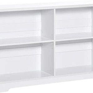 REALONE Industrial Storage Cube Wood Bookcase, 2 Tier 4 Cube Open Shelf Storage Cabinet, Multipurpose Bookshelf, Display Shelf for Office, Living Room, Bedroom, Hallway, Playroom(White)