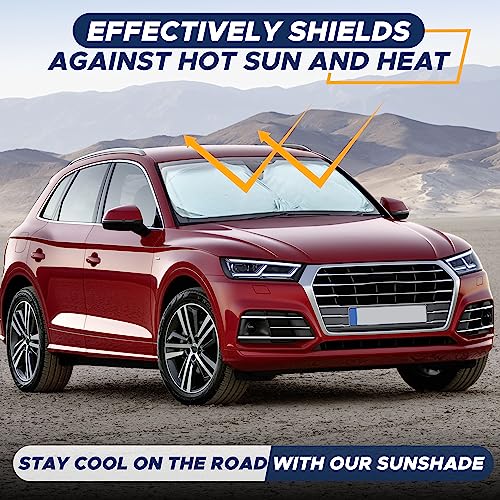 EcoNour Foldable Car Windshield Sun Shade | Sun Shade for Car Windows Blocks UV Rays and Keeps The Heat Out | Foldable Essential Car Accessory for Enhanced Comfort | Large Plus (70 x 42 inches)