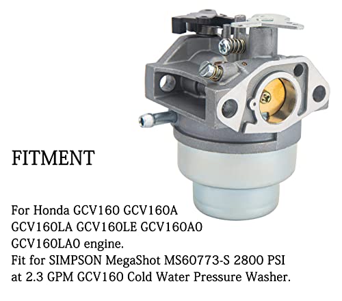 GCV160 Carburetor for Honda 160LAO GCV160LA GCV160A GCV160LE Engine HRT216 HRZ216 HRB216 HRR216 HRS216 Lawn Mower, GCV160 Carb Fit for GCV160 Cold Water Pressure Washer Replace 16100-ZMO-804