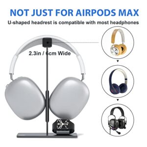 CoStySee Headphone Stand for Airpods Max with Auto-Sleep Mode Aluminum Sleep Holder with Anti-Slip Base and U-Shaped Silicone Headrest for Airpods Max（Gun Black）