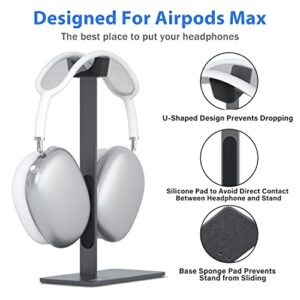 CoStySee Headphone Stand for Airpods Max with Auto-Sleep Mode Aluminum Sleep Holder with Anti-Slip Base and U-Shaped Silicone Headrest for Airpods Max（Gun Black）