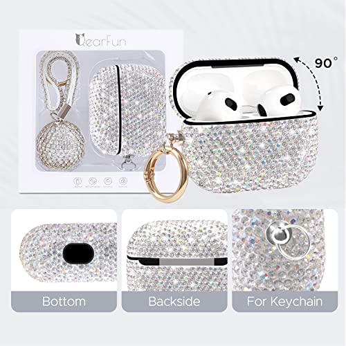 Luxurious Rhinestone AirPods 3rd Generation case,Protective Bling Diamonds AirPod 3 Charging Case Cover, Bling Airpod Gen 3 Case Gift for Women (Silver)