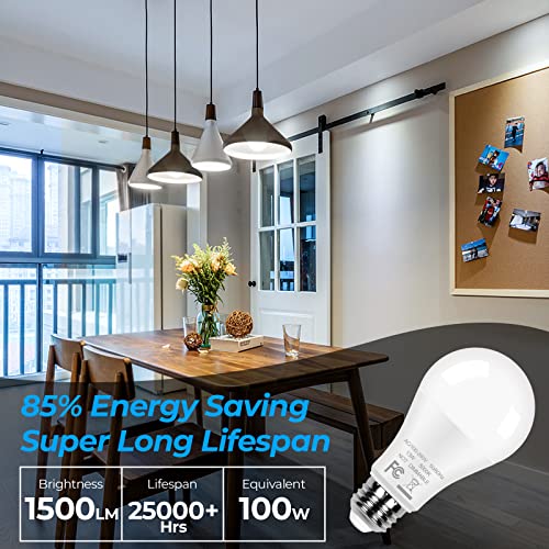 12-Pack A19 LED Light Bulbs, 100W Equivalent Bulbs, 13W 5000K Daylight White LED Bulbs with Standard E26 Medium Base, Super Bright 1500 Lumens, CRI85+, No Flicker Non-Dimmable Bulbs for Lamp