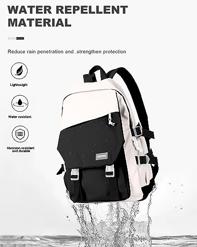 KEYEMP Fashion Backpacks for Men Women, 15.6 in Lightweight Travel Bag Casual Daypack,Cute Backpack for Aesthetic Travel Casual Day Pack,Bags for Work,Gift, Black
