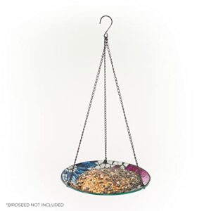 Alpine Corporation HMD214 Alpine 10" Round Glass Mosaic Floral Hanging, Multicolor Birdbath, No Size