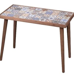 Comfyt Coffee Table, Side Table, End Table, Nightstand Nesting Table Bedside Table Accent Table Home Essentials Wood Tiled Top Rustic Table Ceramic Tiles Mexican Tile Table