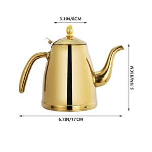 Gooseneck Kettle Stainless Steel Tea Kettle Teapot Water Boiling Kettle Coffee Beverage Pitcher Water Jug for Stovetop Gold 1. 5L