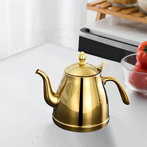 Gooseneck Kettle Stainless Steel Tea Kettle Teapot Water Boiling Kettle Coffee Beverage Pitcher Water Jug for Stovetop Gold 1. 5L