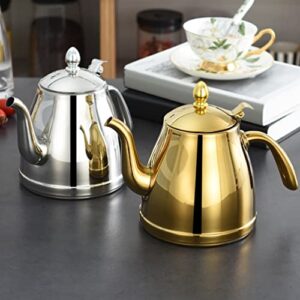 Gooseneck Kettle Stainless Steel Tea Kettle Teapot Water Boiling Kettle Coffee Beverage Pitcher Water Jug for Stovetop Gold 1. 5L