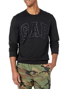 gap mens logo fleece crew hooded sweatshirt, black 7, large us