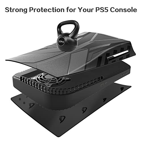 HEYSTOP PS5 Plates for PS5 Accessories, Hard Shockproof Cover PS5 Skins Shell Panels for PS5 Console, Anti-Scratch Dustproof Face Plates Replacement Accessories for Playstation 5 Disc Edition - Black