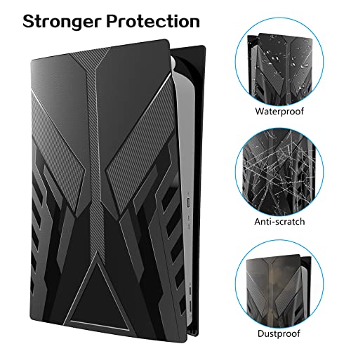 HEYSTOP PS5 Plates for PS5 Accessories, Hard Shockproof Cover PS5 Skins Shell Panels for PS5 Console, Anti-Scratch Dustproof Face Plates Replacement Accessories for Playstation 5 Disc Edition - Black