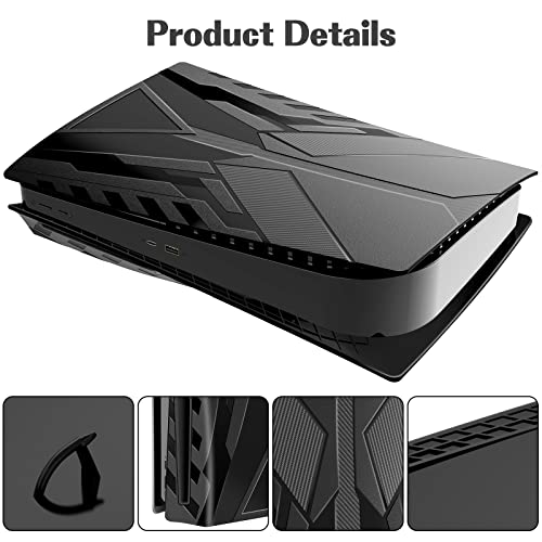 HEYSTOP PS5 Plates for PS5 Accessories, Hard Shockproof Cover PS5 Skins Shell Panels for PS5 Console, Anti-Scratch Dustproof Face Plates Replacement Accessories for Playstation 5 Disc Edition - Black