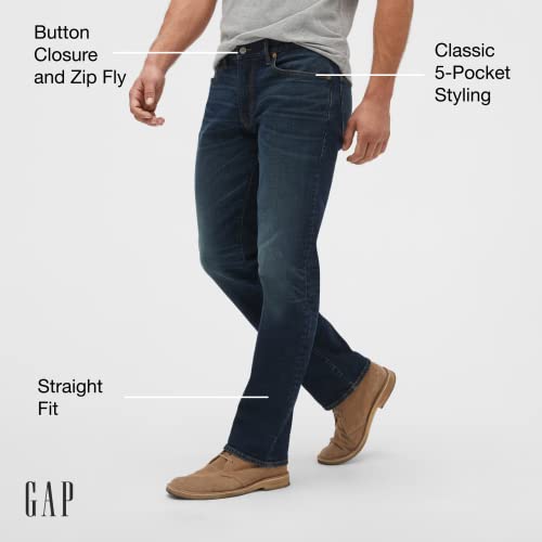 GAP Mens Straight Fit Jeans, Light Wash, 36W x 34L US