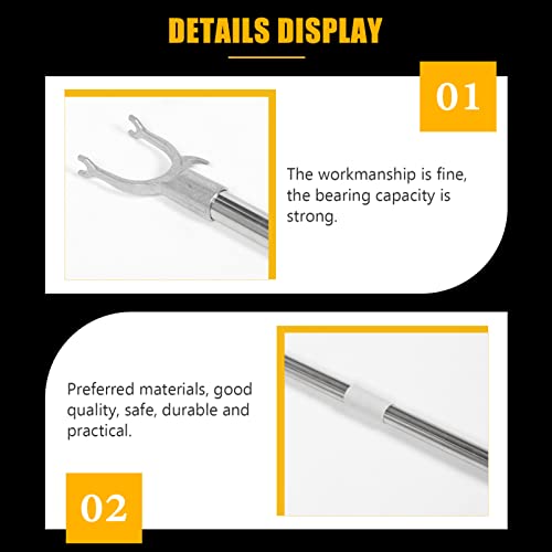 Yardwe Metal Clothesline Props Retractable Clothes Rods Long Dressing Sticks Clothes Drying Pole Outdoor Coat Hanger for Drying Dressing (White) 131CM