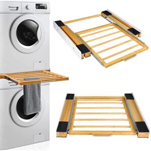 hhxrise 24 inch stacking kit for washer and dryer, saving space and fixed connection frame for washing and drying machines,with pull-out laundry basket, including ratchet rope.