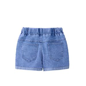 Venjoe Baby Girls Partten Embroidery Denim Shorty Shorts Summer Elastic Waist Bottoms Hot Pants Heart 2-3 Years