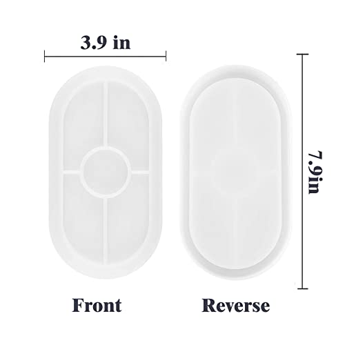 2Pcs DIY Resin Tray Mold,Oval Silicone Coaster Mold, Resin Casting Silicone Mold for Craft Jewelry Storage, Office Home Decoration Supplies Ideal Present (M)