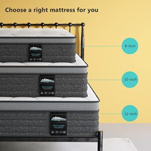 Serweet 8 Inch Memory Foam Hybrid Full Mattress - 5-Zone Pocket Innersprings for Motion Isolation -Heavier Coils for Durable Support -Medium Firm -Fiberglass-Free -Made in North America