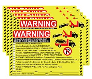 parking violation stickers hard to remove "you are illegally parked" tow reserved handicapped,private parking stickers 5 x 8 inch - you are illegally parked stickers towing labels for cars 25 pack
