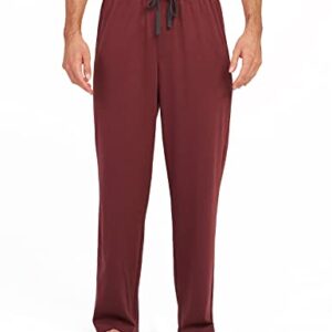 LAPASA Men's Soft Knit Pajama Pants Comfy Sleepwear Loungewear Solid PJ Bottoms with Pockets Nightwear Yoga Meditation M23 Medium (Knit) Burgundy