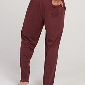 LAPASA Men's Soft Knit Pajama Pants Comfy Sleepwear Loungewear Solid PJ Bottoms with Pockets Nightwear Yoga Meditation M23 Medium (Knit) Burgundy