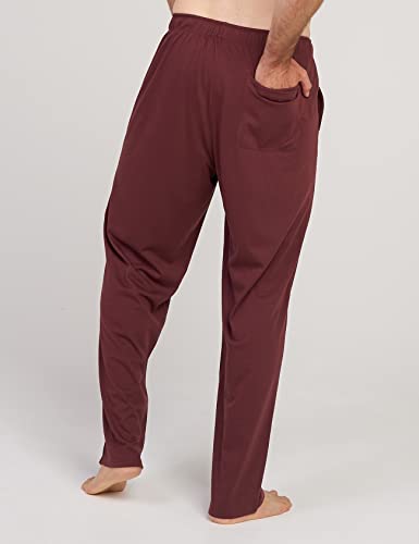 LAPASA Men's Soft Knit Pajama Pants Comfy Sleepwear Loungewear Solid PJ Bottoms with Pockets Nightwear Yoga Meditation M23 Medium (Knit) Burgundy