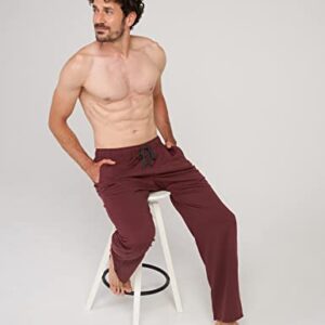 LAPASA Men's Soft Knit Pajama Pants Comfy Sleepwear Loungewear Solid PJ Bottoms with Pockets Nightwear Yoga Meditation M23 Medium (Knit) Burgundy