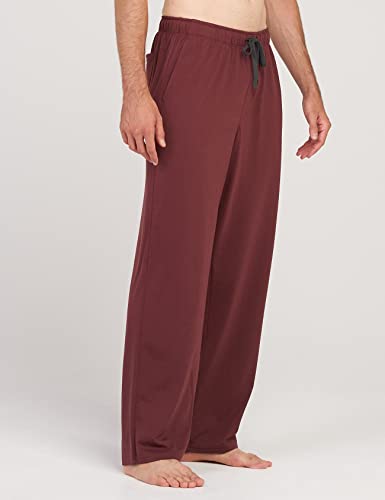 LAPASA Men's Soft Knit Pajama Pants Comfy Sleepwear Loungewear Solid PJ Bottoms with Pockets Nightwear Yoga Meditation M23 Medium (Knit) Burgundy