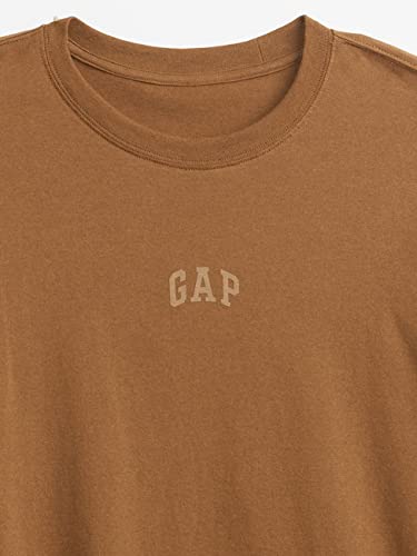 GAP Mens Relaxed Fit Long Sleeve Logo T-Shirt Bright Brown