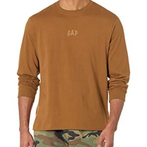 GAP Mens Relaxed Fit Long Sleeve Logo T-Shirt Bright Brown